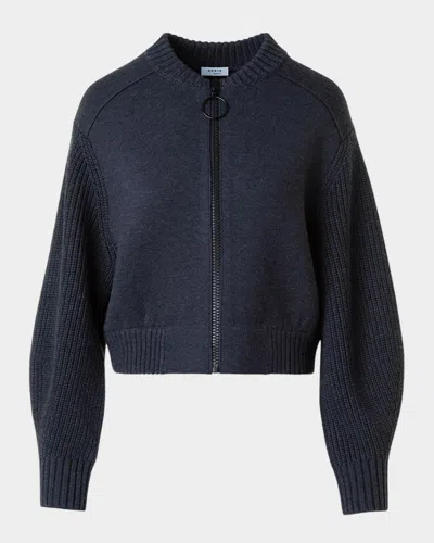 Akris Punto Milano Knit Bomber Jacket In Gray