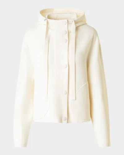 Akris Punto Milano Knit Merino Wool Hooded Cardigan In White