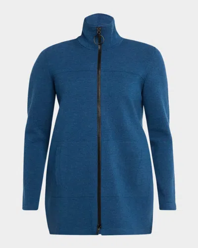 Akris Punto Milano Knit Stand-collar Cardigan In Blue