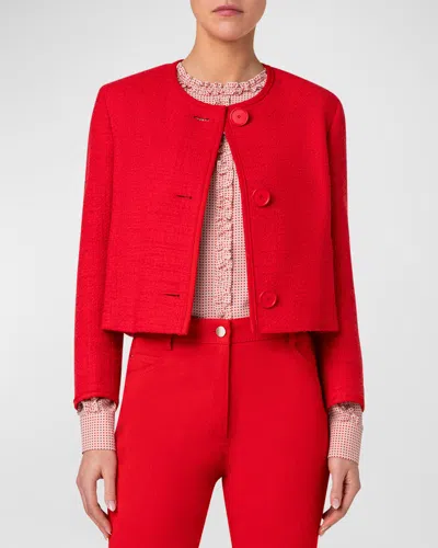 Akris Punto Mix Media Boucle Tweed Short Jacket In Red
