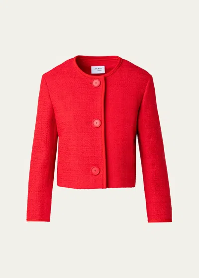 Akris Punto Mix Media Boucle Tweed Short Jacket In Red