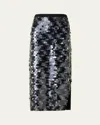 Akris Punto Mix Media Lasercut Dot Sequined Midi Skirt In Black