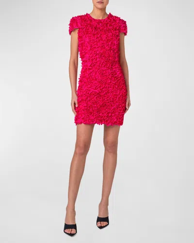 Akris Punto Mix Media Mini Dress With 3d Lasercut Floral Details In Pink
