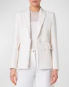 Akris Punto Mix Media Tweed Jacket With Fringe Trim In Cream