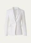 Akris Punto Mix Media Tweed Jacket With Fringe Trim In Cream