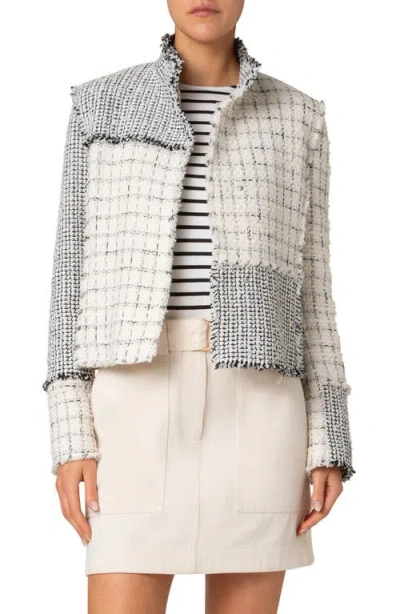 Akris Punto Mixed Check Tweed Jacket In Black-cream