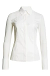 Akris Punto Mixed Media Button-up Shirt In Cream