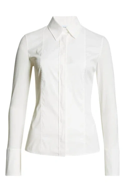 Akris Punto Mixed Media Button-up Shirt In Cream