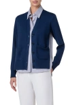 Akris Punto Illusional Mixed Media Cardigan With Striped Blouse Detail In Ink-cream