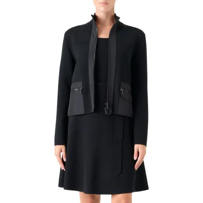Akris Punto Mixed Media Crop Jacket In Black