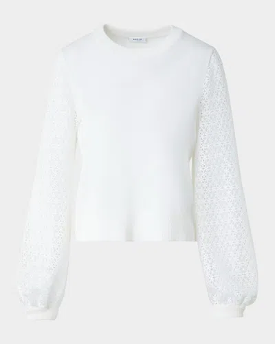 Akris Punto Mixed-media Daisy Guipure Blouson-sleeve Knit Sweater