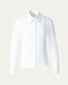 Akris Punto Mixed-media Fringed Button-down Blouse In White