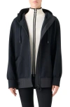 Akris Punto Mixed Media Hooded Jacket In Black