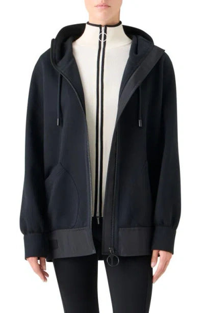 Akris Punto Mixed Media Hooded Jacket In Black