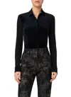 Akris Punto Mixed Media Long Sleeve Blouse In Black In Black