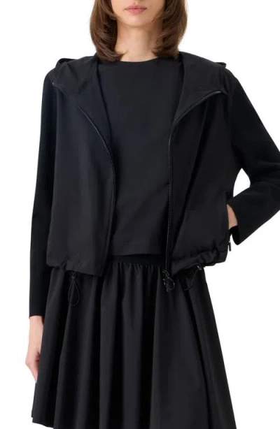 Akris Punto Mixed Media Stretch Merino Wool Parachute Jacket In Black