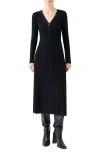 Akris Punto Mixed Rib Long Sleeve Virgin Merino Wool Sweater Dress In Black