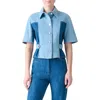 Akris Punto Mixed Wash Denim Button-up Shirt In Blue