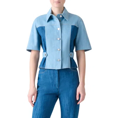 Akris Punto Mixed Wash Denim Button-up Shirt In Blue