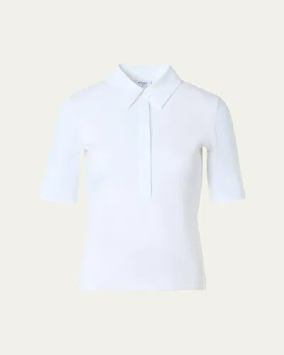 Akris Punto Mixed-media Short-sleeve Polo Shirt In Blue