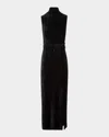 Akris Punto Mock-neck Belted Velvet Jersey Midi Dress In Black