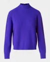 Akris Punto Mock-neck Cashwool Rib Sweater In Blue