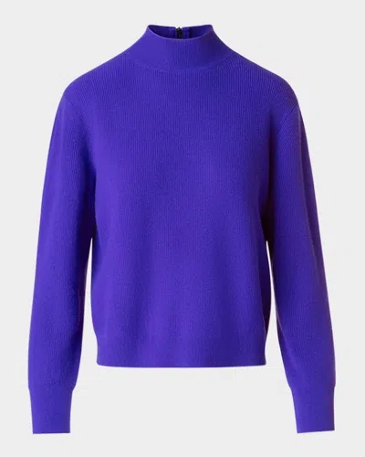 Akris Punto Mock-neck Cashwool Rib Sweater In Purple
