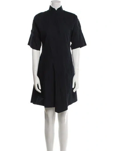 Pre-owned Akris Punto Mock Neck Knee-length Dress In Blue