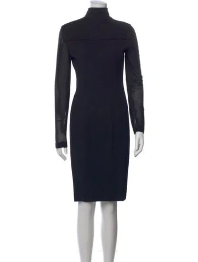 Pre-owned Akris Punto Mock Neck Knee-length Dress In Blue