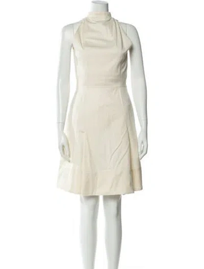 Pre-owned Akris Punto Mock Neck Knee-length Dress In Neutral