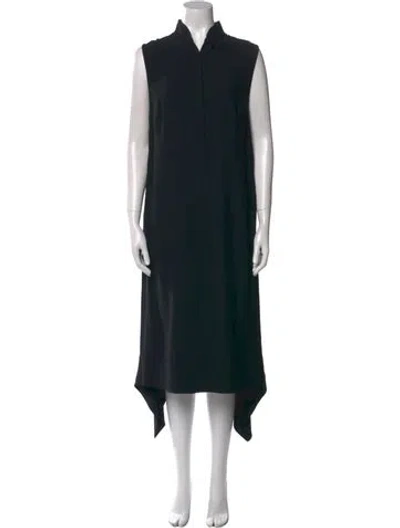 Pre-owned Akris Punto Mock Neck Long Dress In Black