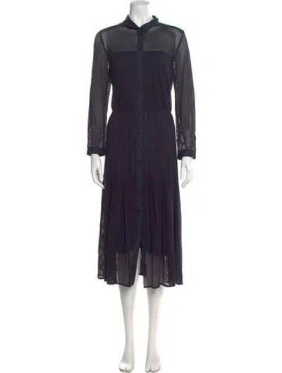 Pre-owned Akris Punto Mock Neck Long Dress In Blue