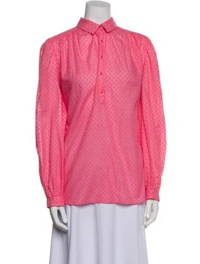 Pre-owned Akris Punto Mock Neck Long Sleeve Blouse In Pink
