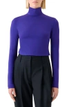 Akris Punto Mock Neck Long Sleeve Top In Blue
