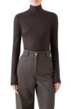 Akris Punto Mock Neck Long Sleeve Top In Brown