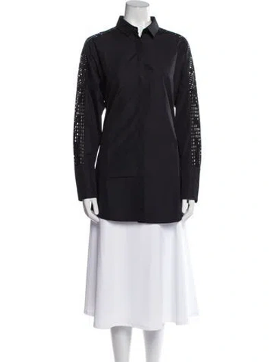 Pre-owned Akris Punto Mock Neck Long Sleeve Tunic In Black