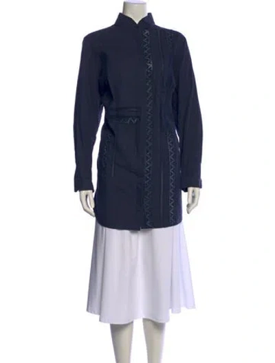 Pre-owned Akris Punto Mock Neck Long Sleeve Tunic In Blue