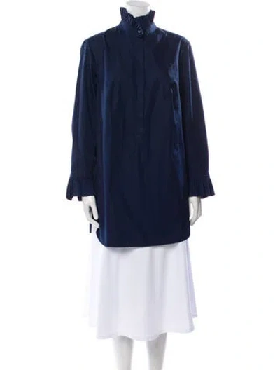 Pre-owned Akris Punto Mock Neck Long Sleeve Tunic In Blue