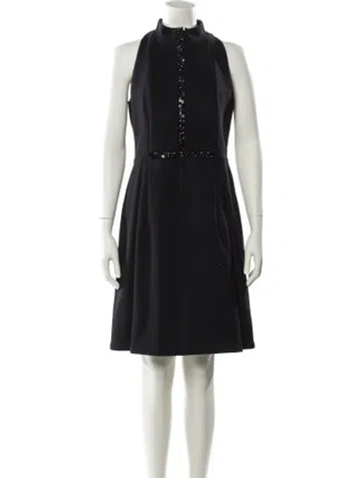 Pre-owned Akris Punto Mock Neck Midi Length Dress In Black