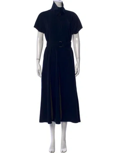 Pre-owned Akris Punto Mock Neck Midi Length Dress W/ Tags In Blue