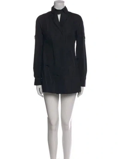 Pre-owned Akris Punto Mock Neck Mini Dress In Black