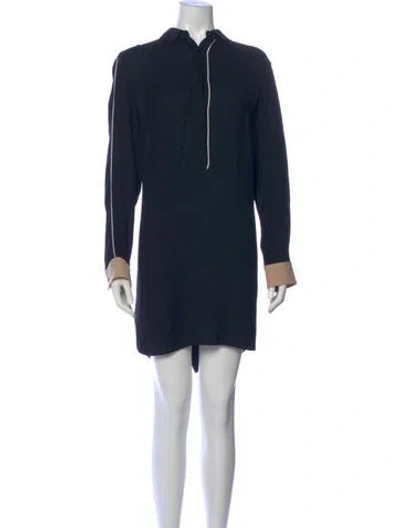 Pre-owned Akris Punto Mock Neck Mini Dress In Blue