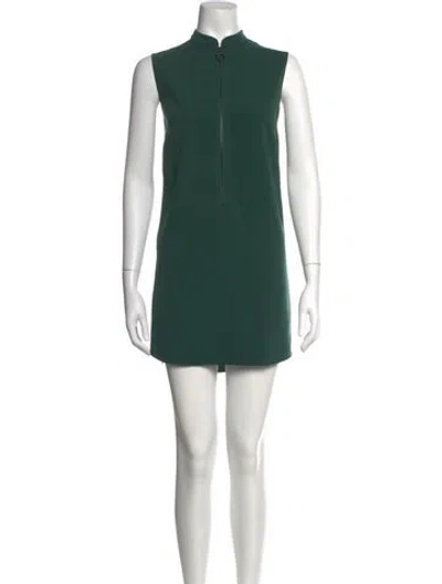 Pre-owned Akris Punto Mock Neck Mini Dress In Green