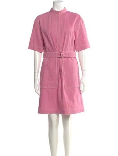 Pre-owned Akris Punto Mock Neck Mini Dress In Pink