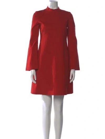 Pre-owned Akris Punto Mock Neck Mini Dress In Red