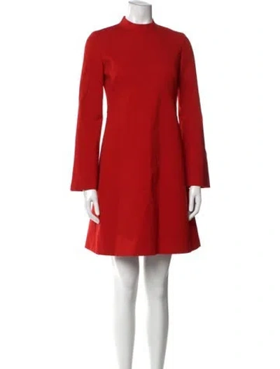 Pre-owned Akris Punto Mock Neck Mini Dress In Red