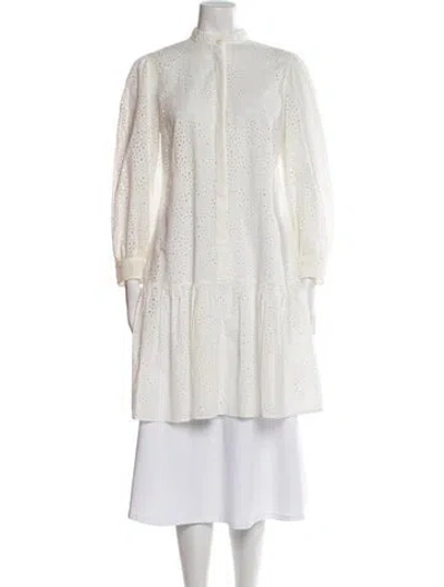 Pre-owned Akris Punto Mock Neck Mini Dress In White