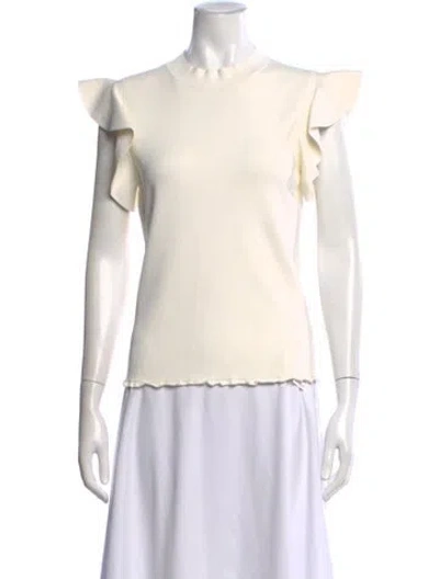 Pre-owned Akris Punto Mock Neck Short Sleeve Top In Neutral