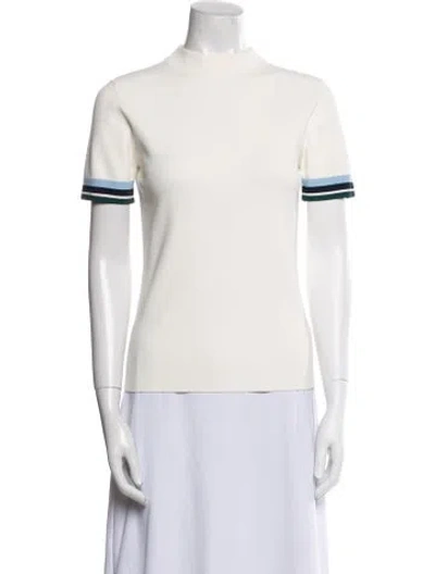 Pre-owned Akris Punto Mock Neck Short Sleeve T-shirt In White