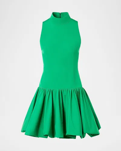 Akris Punto Mock-neck Sleeveless Mini Bubble Dress In Green